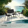 TECTAKE - Salon de jardin NORA pour 4 personnes avec table noir - vignette