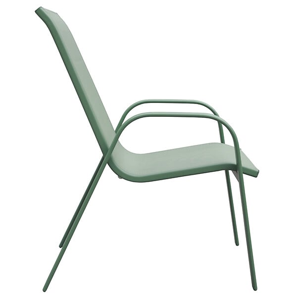 HAPPY GARDEN - Lot de 4 chaises MARBELLA en textilène vert sauge - aluminium vert sauge - large