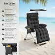TECTAKE - Chaise longue pliable CLOUD II avec pare-soleil noir - vignette