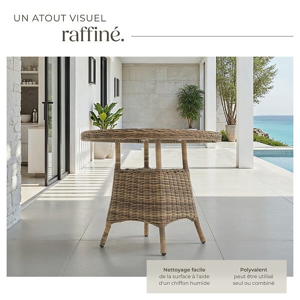 TECTAKE - Table de jardin avec cadre en aluminium et plateau en verre naturel - large