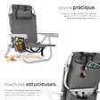 TECTAKE - Chaise de plage aluminium pliable gris avec dossier réglable et transport sac à dos - vignette