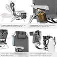 TECTAKE - Chaise de plage aluminium grise pliable avec dossier réglable et sac à dos pratique - vignette
