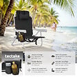 TECTAKE - Chaise de plage en aluminium pliable avec dossier réglable noir avec sac à dos et coussin - vignette