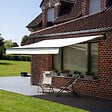 HAPPY GARDEN - Store banne SAULE 3,5 × 3m - Toile beige et structure grise - vignette