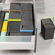 EMUCA - Kit poubelle de tri sélectif pour tiroir de cuisine avec socle Recycle hauteur 266mm, 2x15litres, 2x7litres, module 900mm, Plastique Gris antracite - vignette