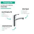 HANSGROHE - Evier 1 bac 840 S52 synthèse noir + robinet de cuisine Focus M41 160 chromé - vignette