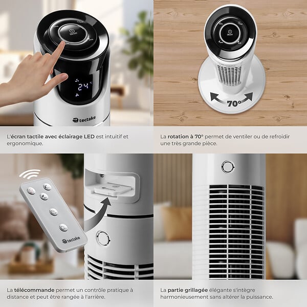 TECTAKE - Ventilateur colonne 110 cm blanc - large