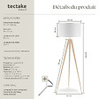 TECTAKE - Lampadaire Lunaris, abat-jour en tissu, trépied marron chêne - vignette