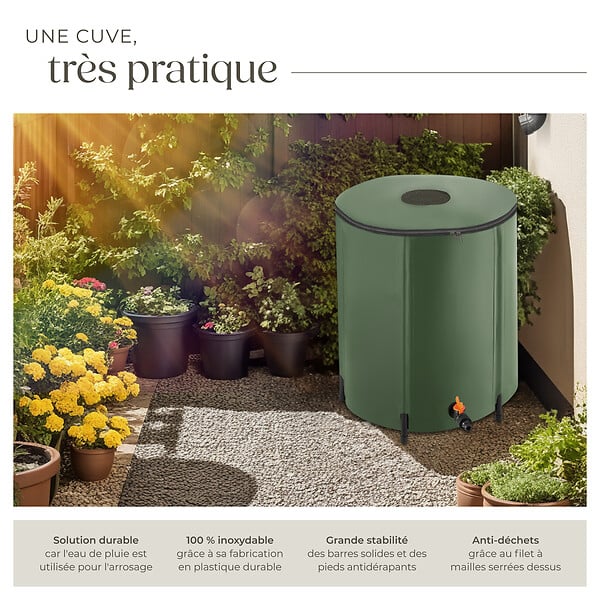 TECTAKE - Récupérateur d'eau de pluie  vert - large