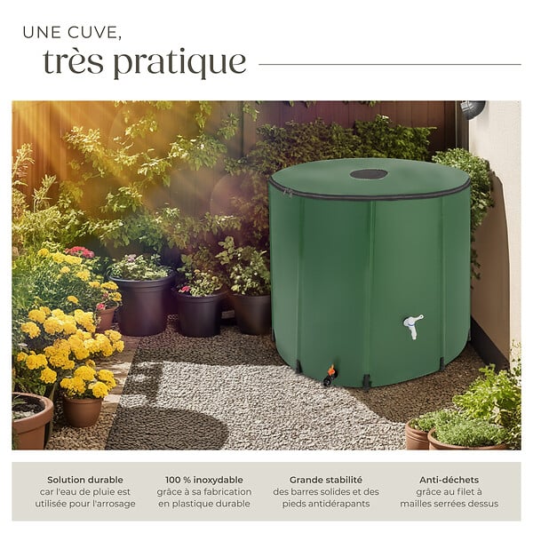 TECTAKE - Récupérateur d'eau de pluie  vert - large
