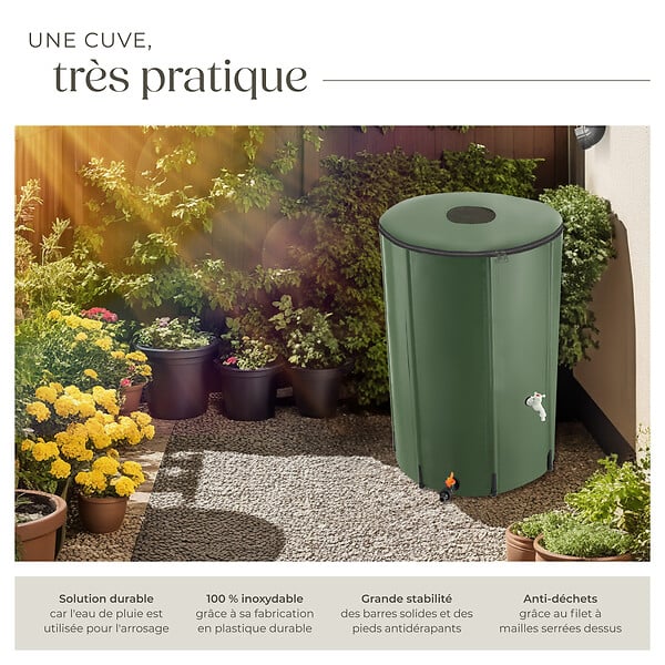 TECTAKE - Récupérateur d'eau de pluie  vert - large