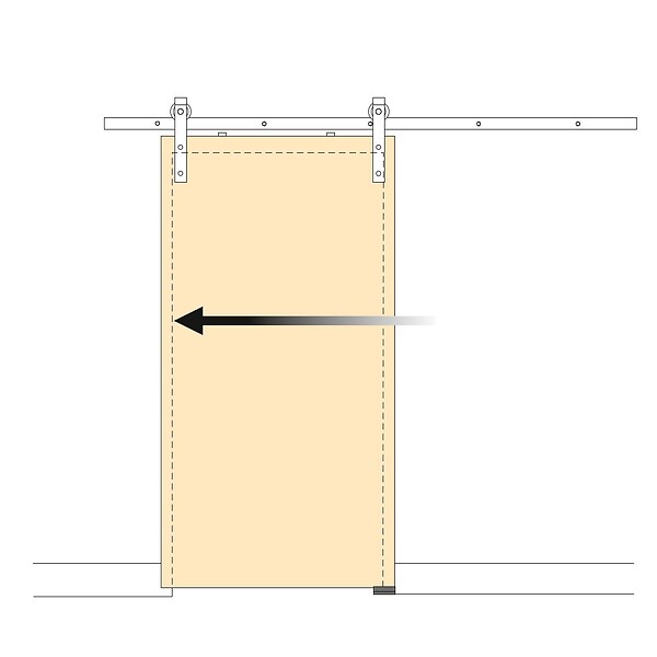 EMUCA - Kit de quincaillerie pour porte coulissante suspendue en bois de Barn, Sans fermeture souple, panneaux non inclus, Acier et Plastique, Peint en noir - large