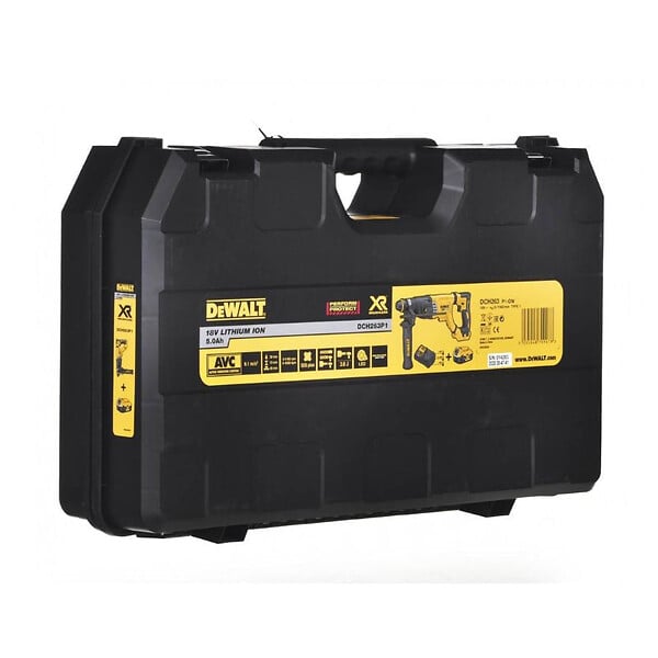 DEWALT - Perforateur burineur SDS-plus 18V DEWALT DCH263P1 avec coffret et une batterie 5,0 Ah - large