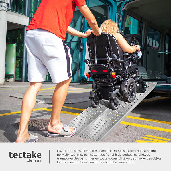 TECTAKE - Rampes d'accès Sven, lot de 2, 400 kg de capacité de poids et antidérapantes argent - large