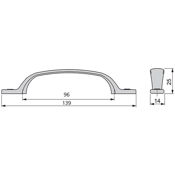 EMUCA - Lot de 20 poignées pour meubles Nairobi, L139mm, entraxe 96mm, Zamak, Bronze - large