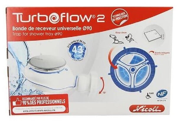 NICOLL - Bonde à très haut débit Turboflow2 - Diamètre 90mm - Capot ABS - large