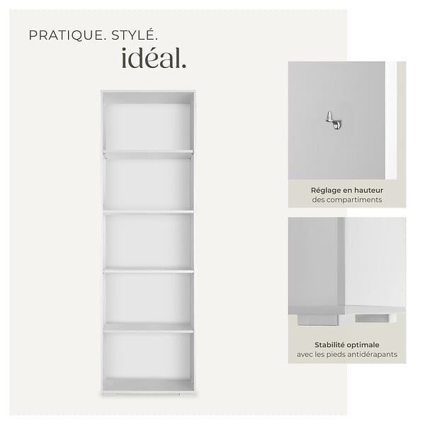 TECTAKE - Bibliothèque Lexi 5 étagères blanc - large