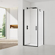 SWISS AQUA TECHNOLOGIES - Swiss Aqua Technologies Fusion ensemble porte pivotante /paroi 90x90cm anticalcaire avec profilés noir mat (SATFUD90S90C-SET) - vignette