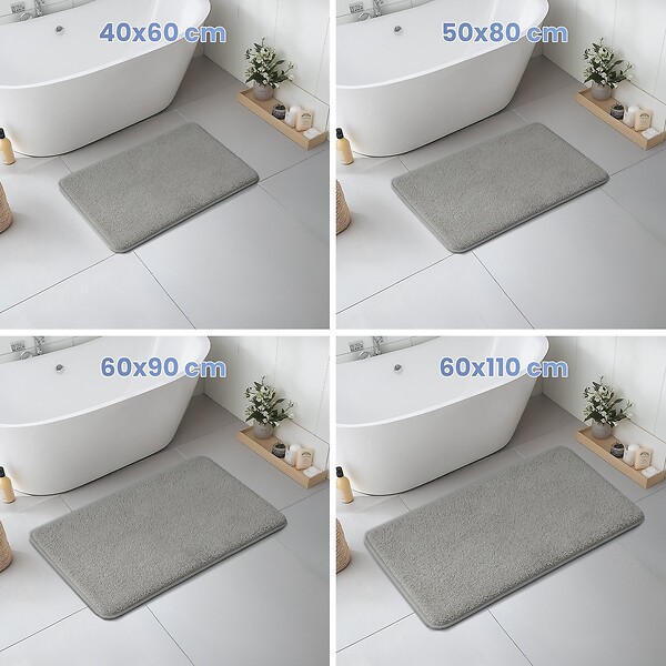 VOUNOT - Tapis de Bain Antidérapant microfibre 50x80cm gris - large