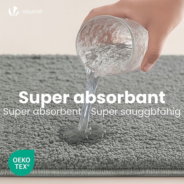 VOUNOT - Tapis de Bain Antidérapant microfibre 50x80cm gris - large
