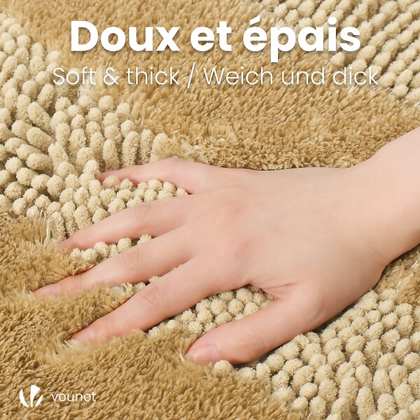 VOUNOT - Tapis de Bain Antidérapant chenille microfibre 40x60cm beige - large
