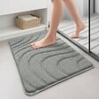 VOUNOT - Tapis de Bain Antidérapant microfibre motif ondulé 60x110cm gris - vignette
