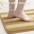 VOUNOT - Lot de 2 Tapis de Bain Antidérapant chenille microfibre 60x90cm beige - vignette