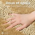 VOUNOT - Lot de 2 Tapis de Bain Antidérapant chenille microfibre 60x90cm beige - vignette
