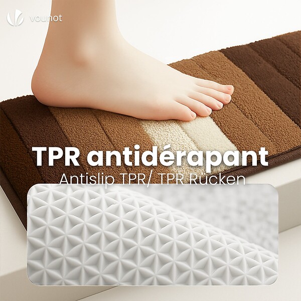 VOUNOT - Tapis de Bain Antidérapant microfibre motif dégradé 40x60cm beige - large
