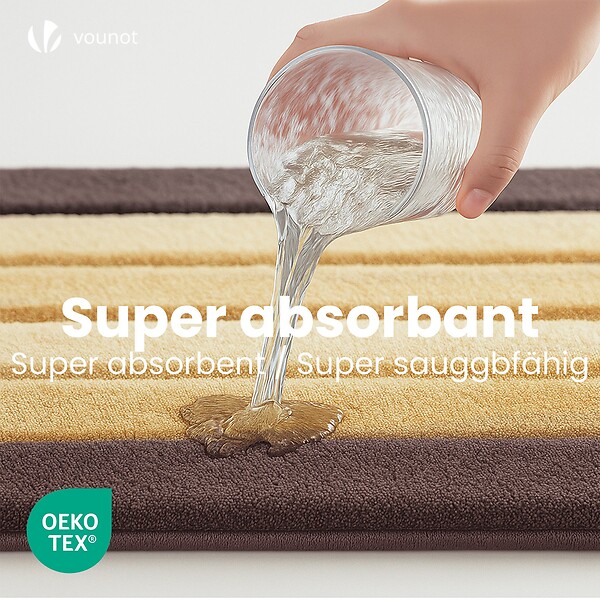VOUNOT - Tapis de Bain Antidérapant microfibre motif dégradé 40x60cm beige - large