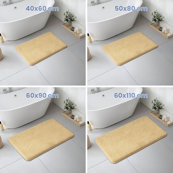 VOUNOT - Lot de 2 Tapis de Bain Antidérapant microfibre 60x90cm beige - large