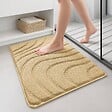 VOUNOT - Lot de 2 Tapis de Bain Antidérapant microfibre motif ondulé 60x90cm beige - vignette
