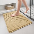 VOUNOT - Tapis de Bain Antidérapant microfibre motif ondulé 60x110cm beige - vignette