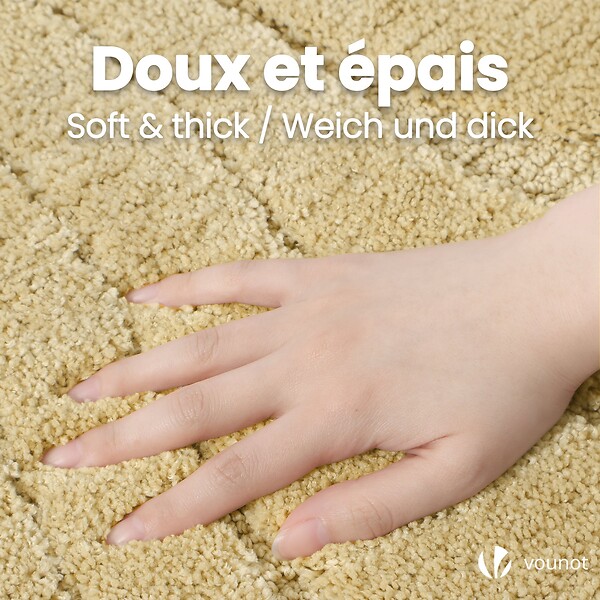 VOUNOT - Tapis de Bain Antidérapant microfibre motif ondulé 60x110cm beige - large