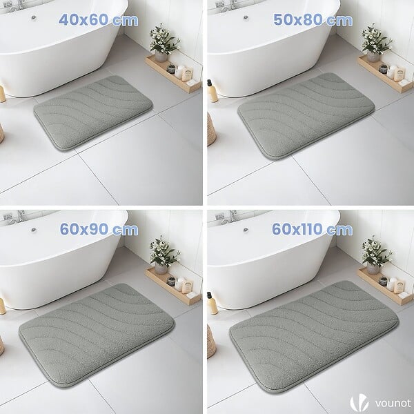 VOUNOT - Tapis de Bain Antidérapant microfibre motif ondulé 50x80cm gris - large