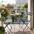 VOUNOT - Ensemble bistro extérieur 1 table 2 chaises acier gris - vignette