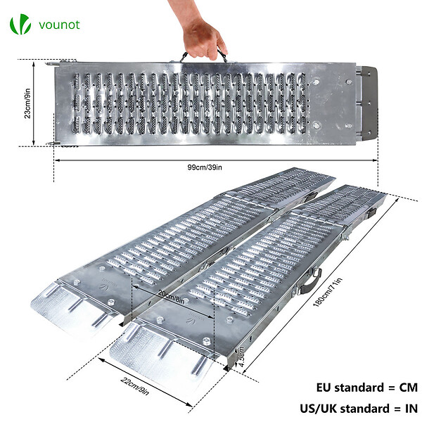 VOUNOT - Rampe de chargement pliable  Lot de 2 pcs en acier galvanise 180cm - large