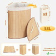 VOUNOT - Panier a linge en bambou d’angle avec couvercle 58L - vignette