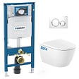 GEBERIT - Pack WC Bati Geberit Duofix UP320 + cuvette Roca sans bride + abattant Soft Close + Plaque de commande Blanche (GebOna-C) - vignette