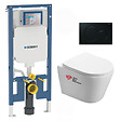 GEBERIT - Pack WC Bati Geberit extra-plat + Cuvette Swiss Aqua Technologies sans bride fixations invisibles + plaque (SLIM-Infinitio-A) - vignette