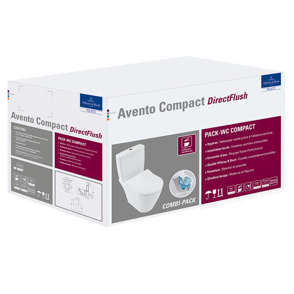 VILLEROY ET BOCH - Combi Pack AVENTO Direct Flush en céramique - Sortie horizontale - Couleur : BLANC- réf : 5641Q701 - VILLEROY ET BOCH - large