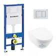 GEBERIT - Pack WC Bati UP100 + WC sans bride Villeroy & Boch Architectura, fixations invisibles + Abattant + Plaque blanche - vignette