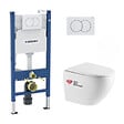 GEBERIT - Pack WC Bati-support Geberit Duofix + WC sans bride Swiss Aqua Technologies + abattant SoftClose + plaque blanche - vignette