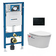 GEBERIT - Pack WC Bati-support Geberit avec Cuvette SAT rimless fixations invisibles + Abattant softclose + Plaque noire (GebSatrimless-A) - vignette