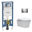 GEBERIT - Pack WC bati-support Geberit + WC Swiss Aqua Technologies sans bride + abattant SoftClose + plaque (SLIM-SATrimless-F) - vignette