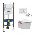 GEBERIT - Pack bati Geberit Duofix 112cm + Plaque blanche Delta20 + Cuvette suspendue sans bride SATRimless et fixations invisibles - vignette