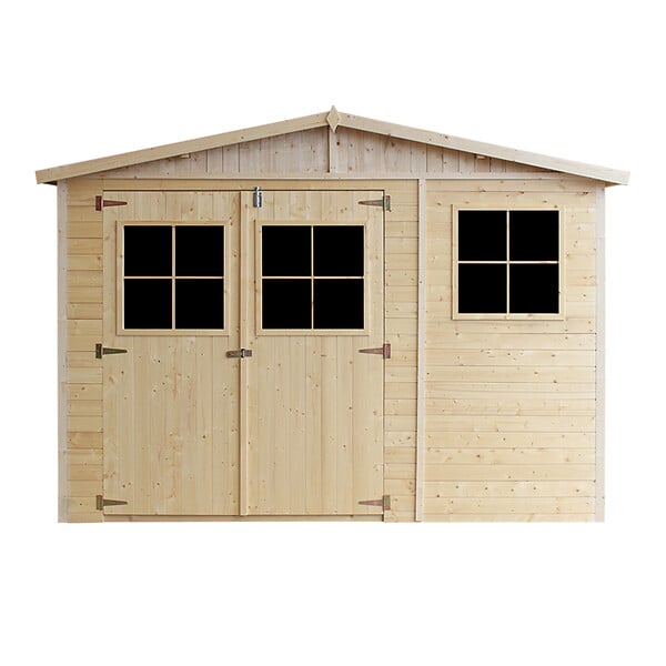 TIMBELA - Abri de jardin en bois H226x318x220 cm / 6 m2 - AVEC LES PLANCHERS IMPRÉGNÉ - M334+M334G - large