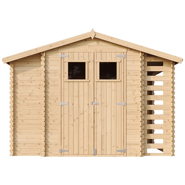 TIMBELA - Abri de jardin en bois et range bûches I206xL328xH218 cm / 5,41 m2 - M389 - large