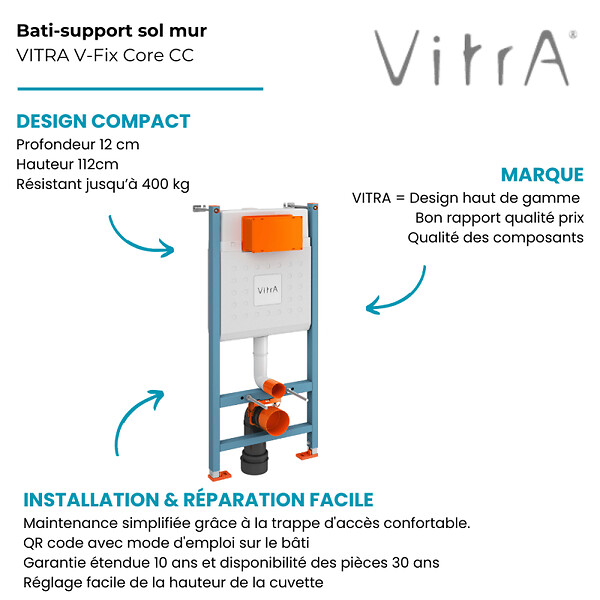 VITRA - V-Fix Core bâti support pour WC, 1.12 M (732-5800-01) - large
