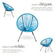 TECTAKE - Lot de 2 chaises de jardin Santana bleu - vignette